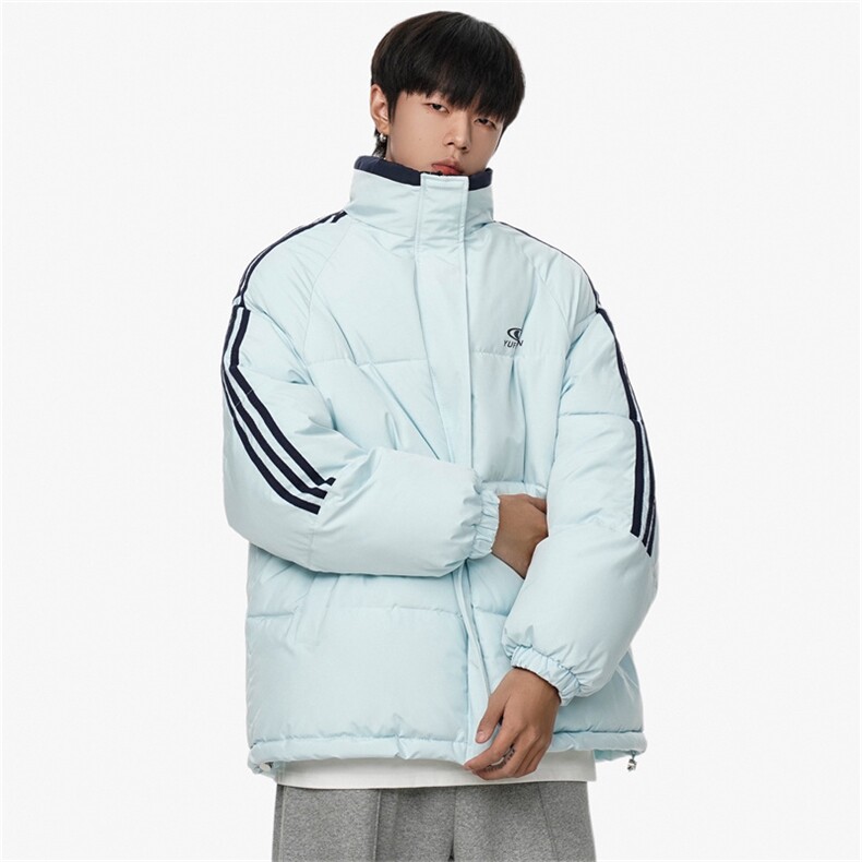 1506/M333/P75 加厚男女棉衣情侣条纹立领棉服外套图片