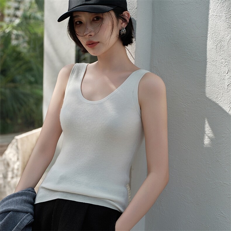 女士圆领抽条吊带,女装背心吊带,江帆羊绒