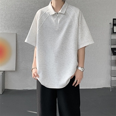 8XL-M半拉链t恤短袖POLO衫男款夏季美式翻领宽松大码半袖DT008P45，男装T恤，电商B312