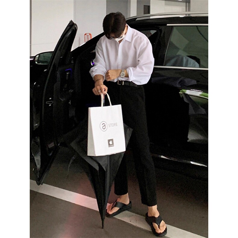 抖音得物品质二开26春装中性风冰丝休闲长袖衬衣垂感宽松上衣W88,男装衬衫,电商A486