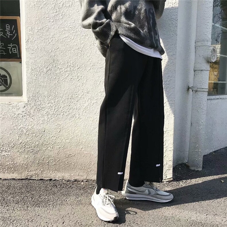 春夏灰色运动裤子男韩版潮流宽松九分直筒裤阔腿长裤休闲卫裤,男装休闲裤,星座601-1