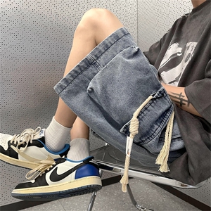 夏季潮牌大口袋机能风休闲裤水洗复古工装牛仔短裤男士 K7033-P39图片