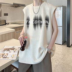 T2373特P23控38麂皮绒夏季男士背心坎肩t恤宽松无袖潮牌，男装T恤，电商B205