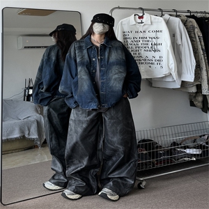 复古牛仔外套男秋潮牌痞帅炸街上衣设计感潮流时尚牛仔JK1106-P85图片