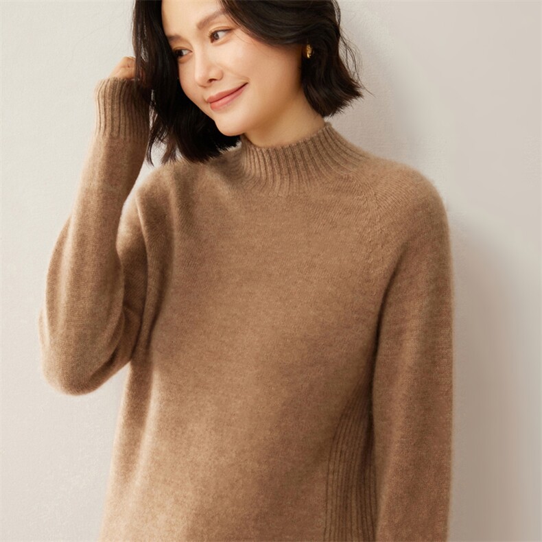 秋冬新款半高领羊毛加厚毛衣女内搭软糯亲肤针织打底衫,女装羊毛衫,昭美羊绒