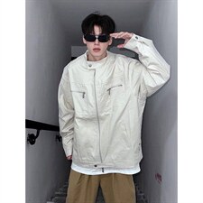 26春装高品质老钱风立领夹克外套男女美式潮牌拉链工装风宽松上衣，男装夹克，电商A486
