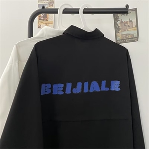 春夏季新款衬衫潮流慵懒男方领宽松型衬衫C074P30图片