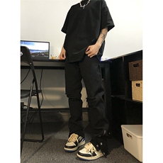 新款美式高街ins小众拉链排扣破洞休闲牛仔裤货号K642P6078，男装牛仔裤，电商A063