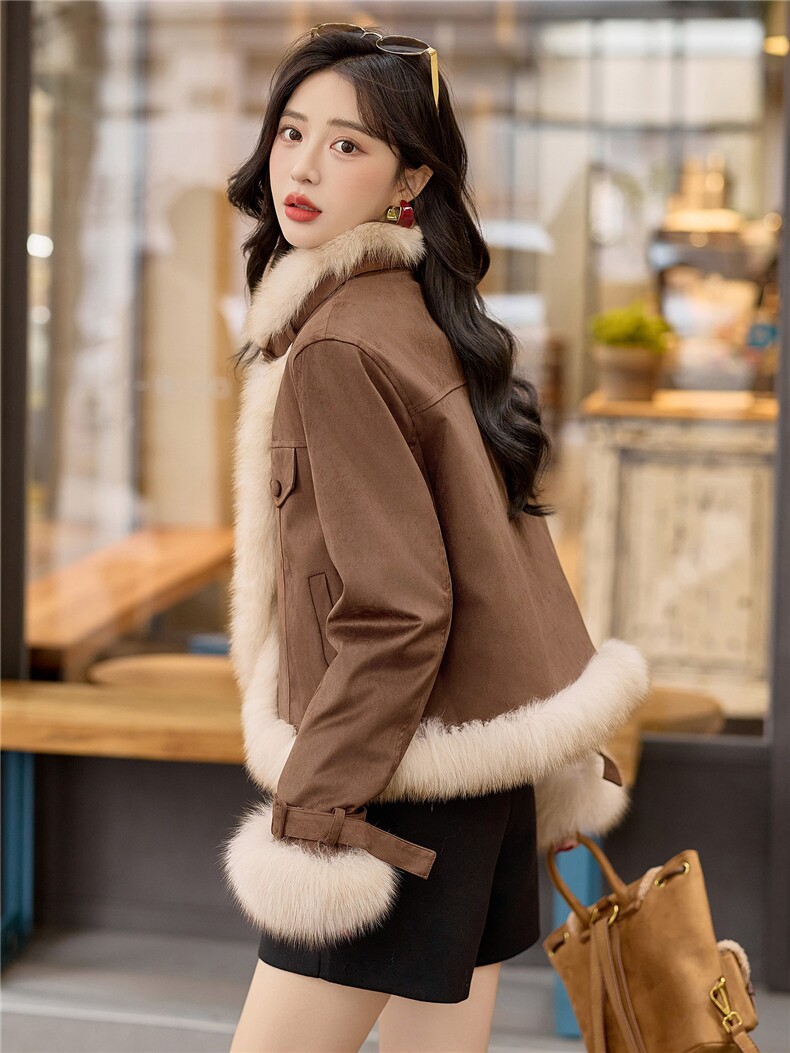 现货《鹅绒服》2025年冬季新款气质高品质皮衣皮草短外套加厚,女装羽绒服,韩宇舍