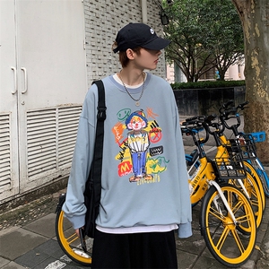 港风宽松多彩印花休闲宽A松圆-领套头卫衣A817图片