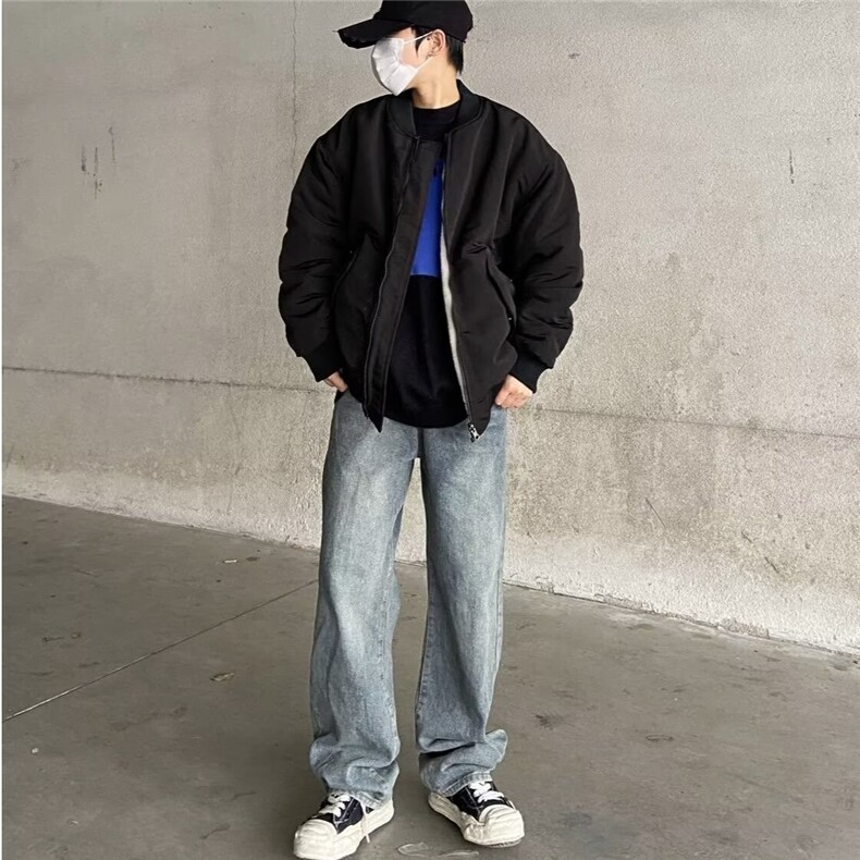 美式复古hiphop牛仔裤男生穿搭高级感宽松直筒阔腿裤子T7422-p42,男装牛仔裤,星座1008