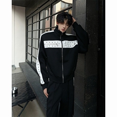 现货！25春季运动休闲套装铆钉重工垫肩重磅套装衣服p128裤子p88，男装休闲套装，电商B288