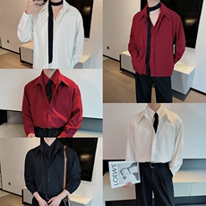 春季红真两件拼接衬衫男长袖痞帅休闲衬衣<送领带>CS881P78，男装衬衫，电商B267
