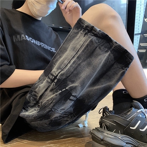 夏季新款高街扎染牛仔裤短裤潮流宽松五分裤B315-K23238-P45控58图片