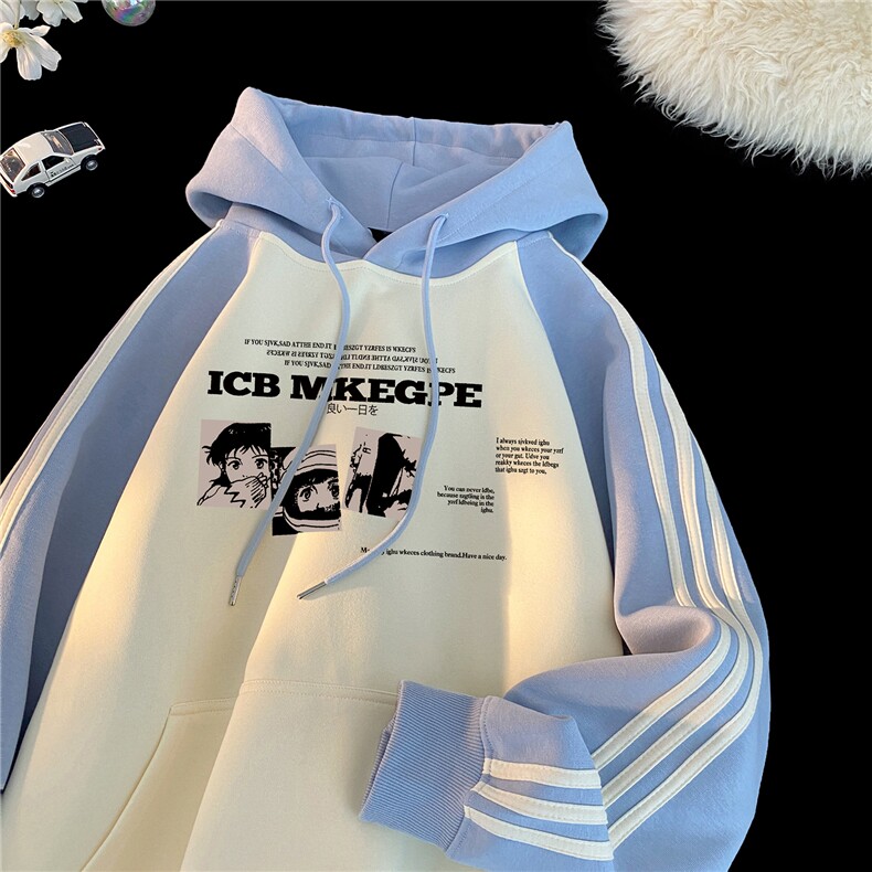 高品质！全棉重磅400克三条杠撞色印花连帽卫衣RH1212p63控98,男装卫衣,星座610B-1