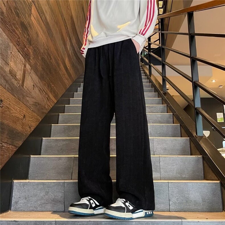 裤子宽松慵懒风垂感休闲裤秋冬款美式复古高级感运动长裤,男装休闲裤,星座1013
