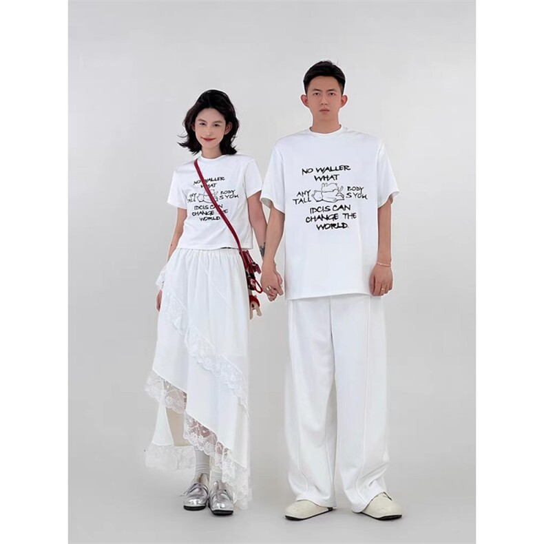 1506/QA15200/P32美式潮牌字母印花圆领短袖T恤宽松短款上衣,男装T恤,星座1506