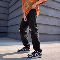 欧美高街破洞牛仔裤黑色夏季显瘦复古hiphop乞丐裤男PN300-P38，男装牛仔裤，星座1001-1