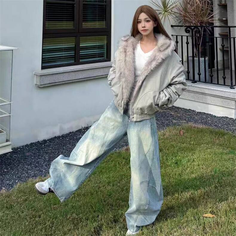 【高质量】座山雕短款cleanfit加厚情侣毛领棉衣外套G803P110网图,女装棉衣/棉服,电商B245