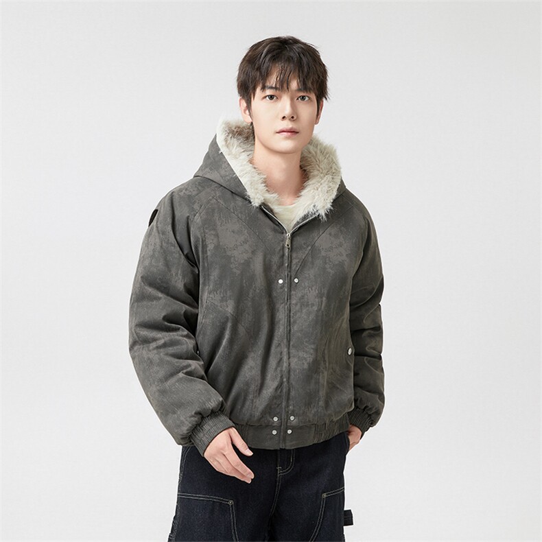 座山雕毛领棉衣男女高街冬季加棉加厚外套美式潮A266-MY2531-P85图片