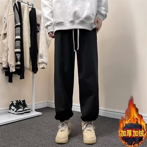 加绒男裤秋冬休闲运动裤宽松卫裤潮牌直筒阔腿裤长裤子K133/P38图片