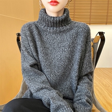 秋冬新品气质高领羊毛衫显瘦百搭红色毛衣女，女装羊毛衫，狄美羊绒