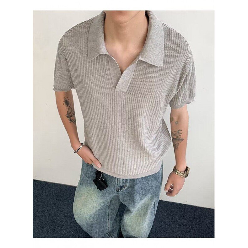男夏装港风宽松POLO衫小众设计感趣味新款男装上衣HK506P48,男装Polo衫,星座1013-1