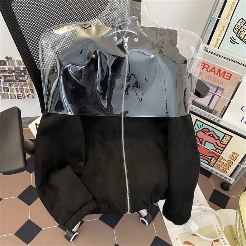 秋款男女连帽夹克衫麝皮绒刺绣半高领冲锋衣外套JK697P82,男装夹克,星座1013-1