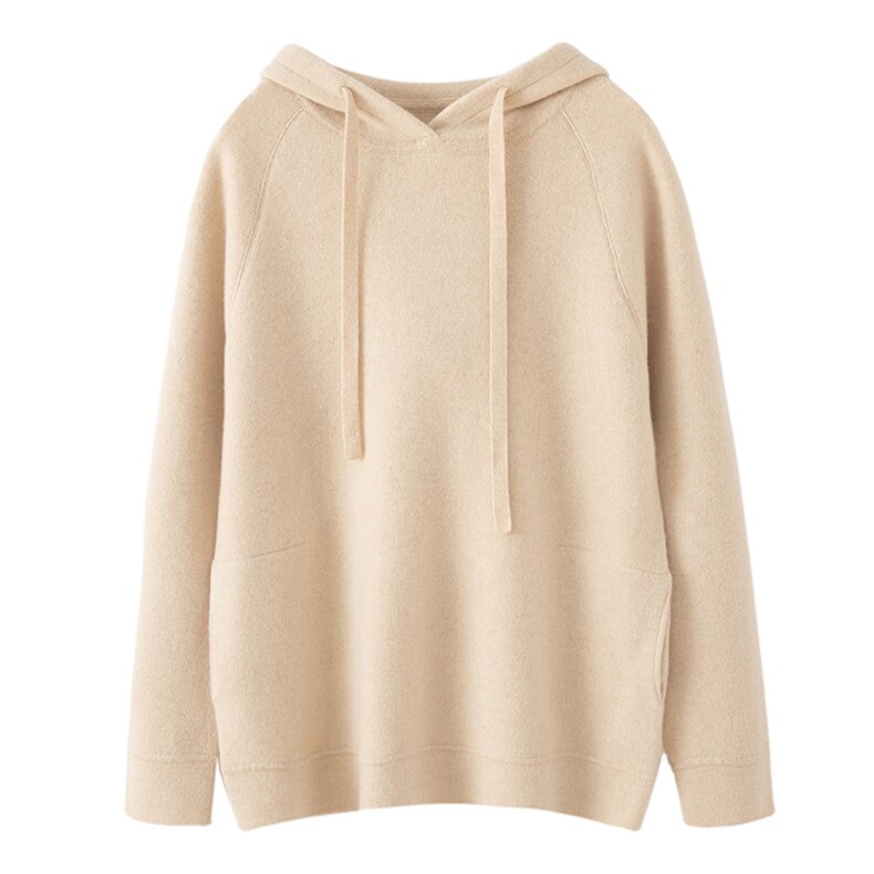 2025年秋季新款四平绷缝针织羊绒帽衫小版时尚休闲通勤百搭，女装羊绒衫，博友羊绒