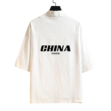 HF59001-P40风汉服男开衫外套七分袖道袍砖墙挂拍，男装民族服装，电商A040A