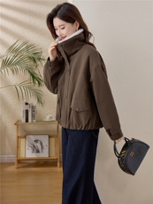 毛绒娃娃领短款棉服女2025冬季新款加厚保暖外套洋气减龄宽松棉衣，女装棉衣/棉服，涵誉