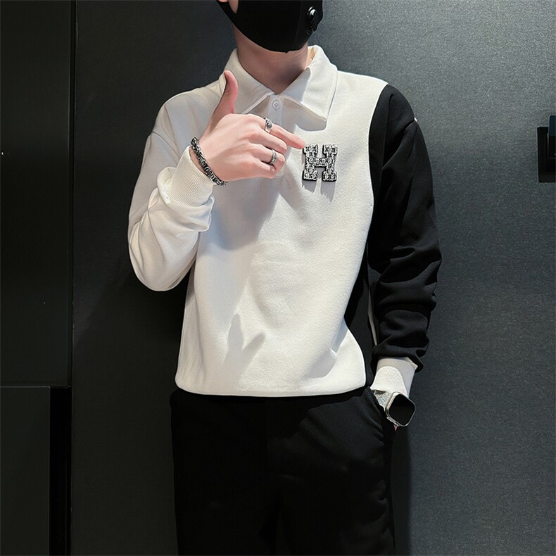 痞帅高级感男士拼接翻领卫衣外套社会小伙店主风301C-WY50P58控78,女装短外套,星座301C（原B323）