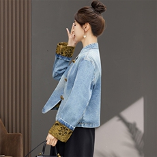 短款牛仔外套女春秋2024新款休闲新中式国风时尚减龄妈妈夹克上衣，女装短外套，丽影随形