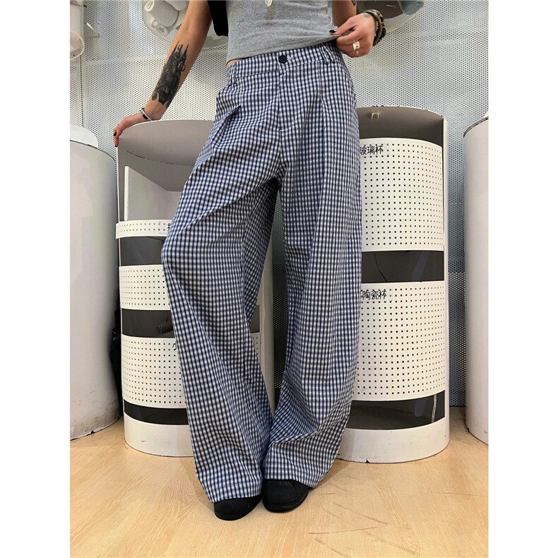 B3068#S-2XL(原版复合面料高质量阔腿裤50%棉50%涤纶)P40蓝色图片