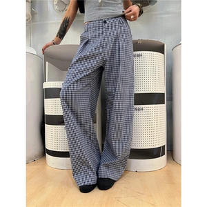 B3068#S-2XL(原版复合面料高质量阔腿裤50%棉50%涤纶)P40蓝色图片