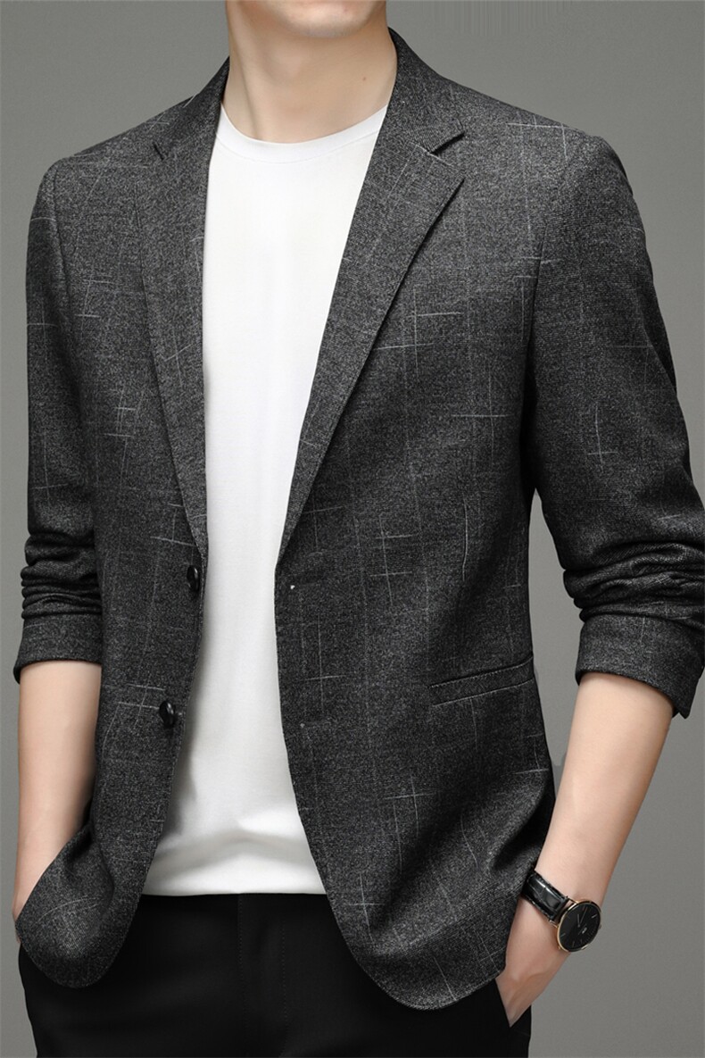 男士2023秋季新款长袖外套便服纯色青年宽松西装西服HBDH923-P165,男装西服,电商B212（原钱塘6029）