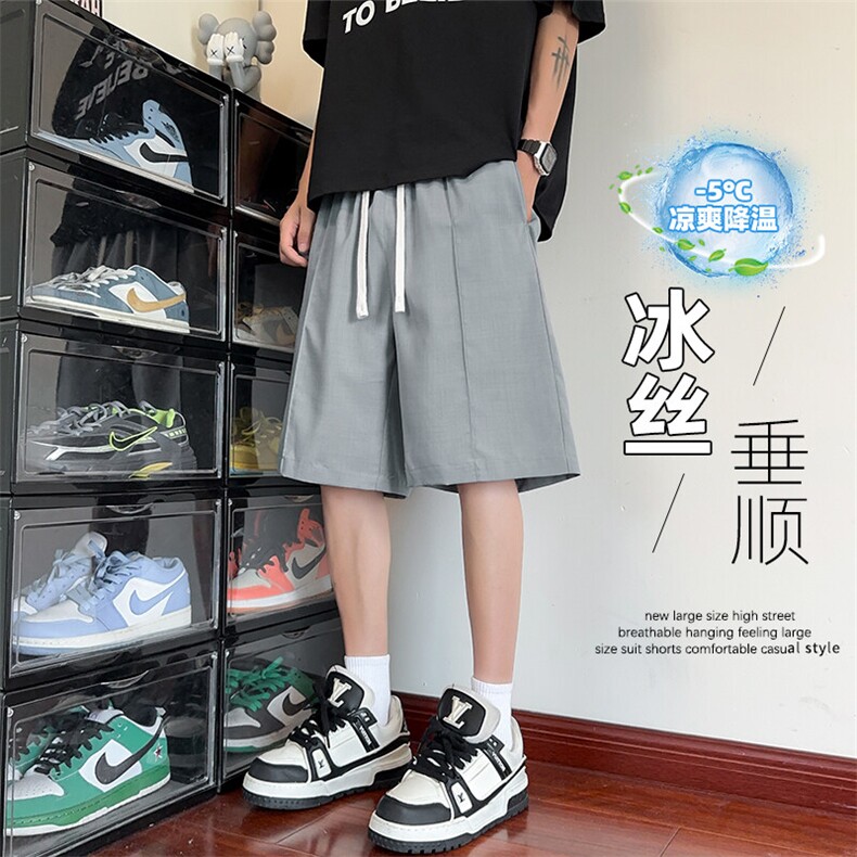 特批P22无差价夏季休闲轻薄仿麻冰感冰丝垂感大码五分裤男DK5897图片