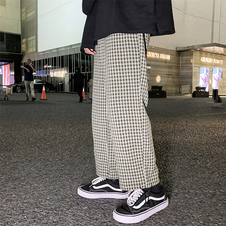 A114-P48可束脚格子裤男休闲裤男士大码哈伦裤男直筒裤,男装休闲裤,电商A040