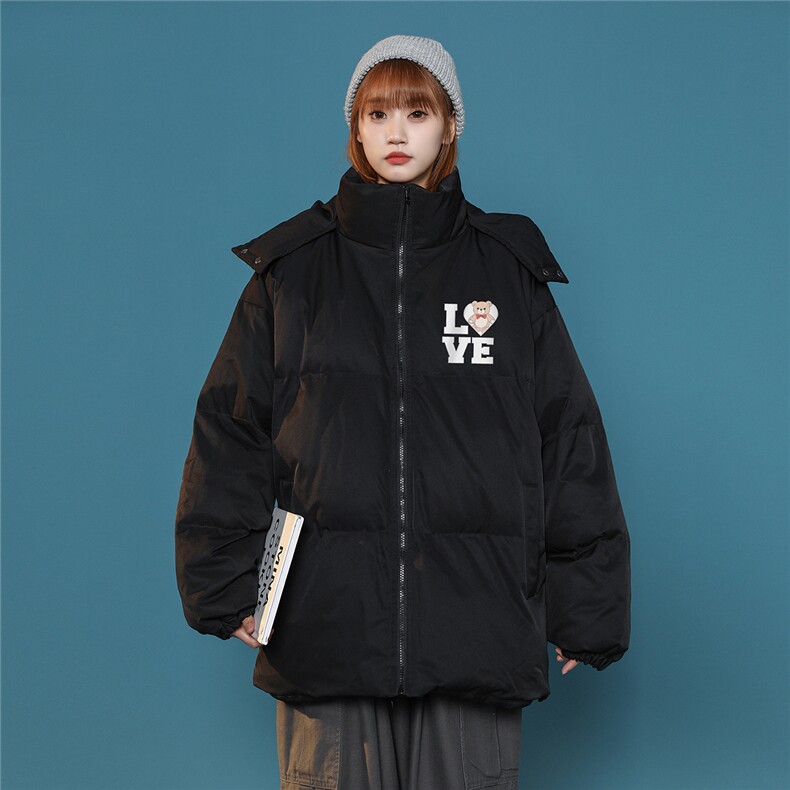中性风22冬季新款小熊字母印花连帽棉衣MY212P115控158,男装棉衣,A247A