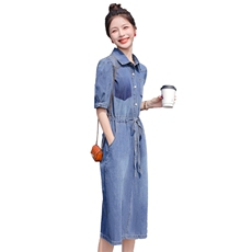 大量现货！2024夏季新款女装韩版时尚显瘦中长款刺绣牛仔连衣裙，女装连衣裙，慧尚依恋