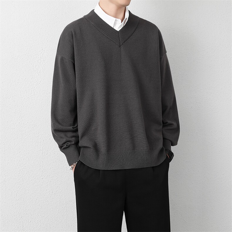 1506A/GM030/P50套头大码纯色男士V领打底针织1图片
