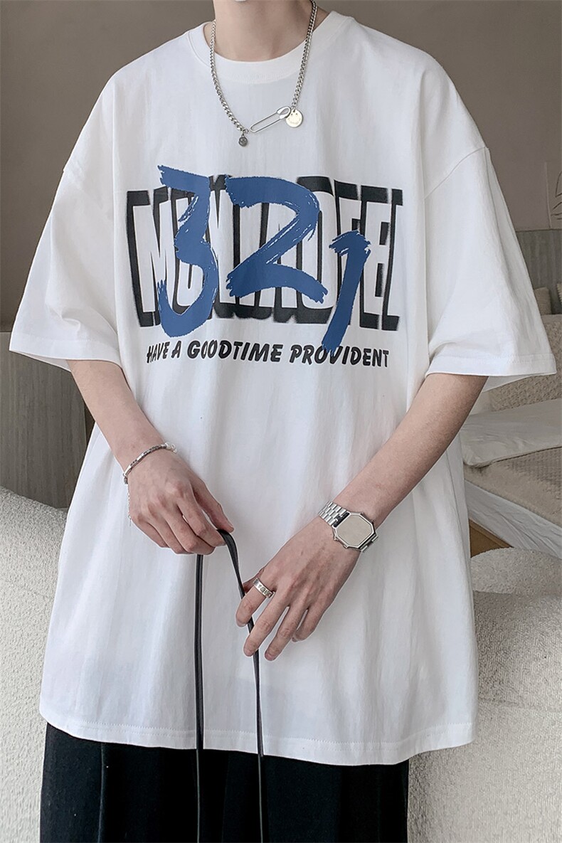 抖音供货、260克~200克现货宽松短袖T恤D223A-T23152-P25,男装T恤,电商019-1