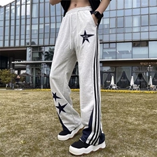 美式高街休闲裤男条纹拼色字母帅气2026夏季新款ins长裤K3745-P39，男装休闲裤，星座412