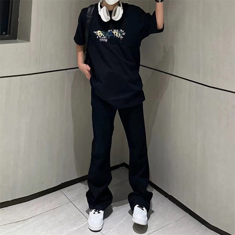美式ins高街纯黑色直筒牛仔裤货号K659P50,男装牛仔裤,电商A063