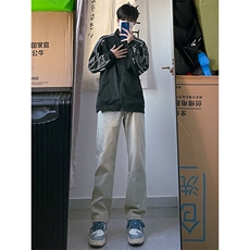 B221美式ins高街小众拉链直筒牛仔裤LK23028-P60控78，男装牛仔裤，电商B221