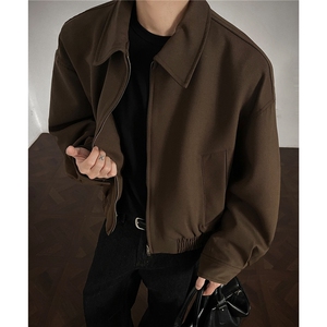 秋装新品 美式夹克棕色翻领短款外套男 H1149 特P75图片