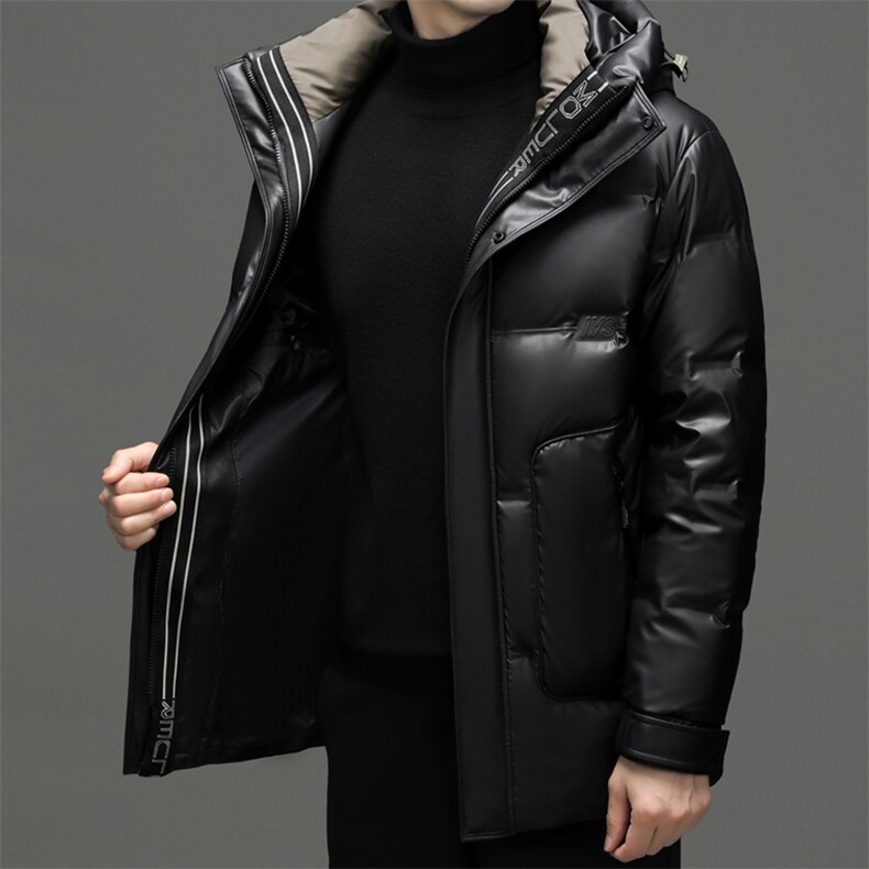 羽绒服男装冬季加厚保暖中年爸爸装上衣年男士商务休闲连帽外套图片