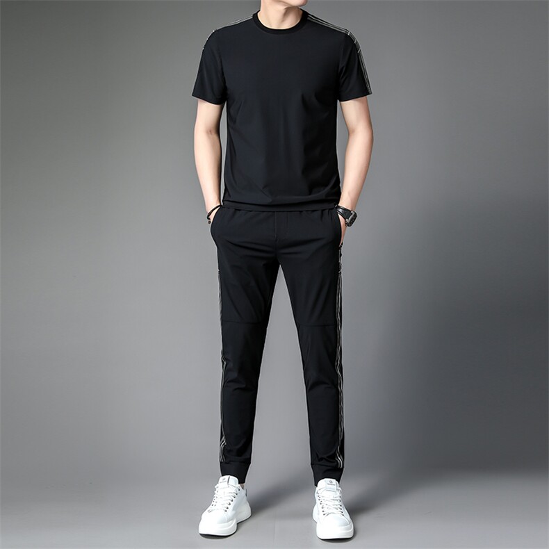 短袖长裤两件套时尚百搭款青年男士休闲运动套装，男装休闲套装，电商B212（原钱塘6029）