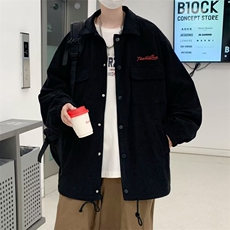 新款灯芯绒外套男春秋美式复古夹克日系休闲工装上衣服W5020-P55，男装夹克，星座1008