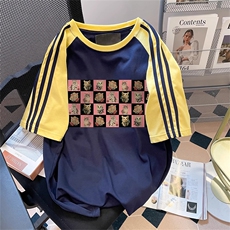 夏季美式高街重磅纯棉三条杠织带插肩撞色男女短袖T恤CZ115-特P25，男装T恤，电商A486